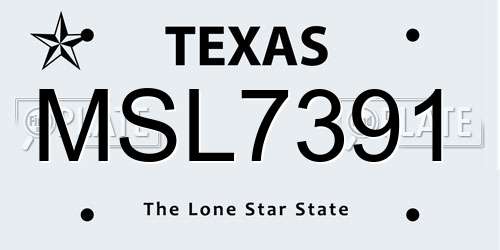 MSL7391 Texas License Plate