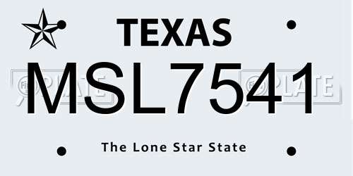 MSL7541 Texas License Plate