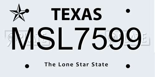 MSL7599 Texas License Plate