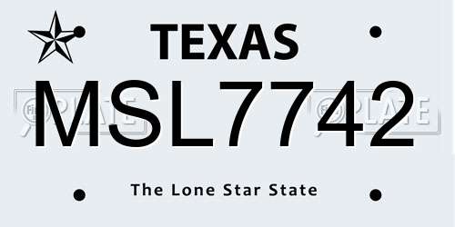 MSL7742 Texas License Plate