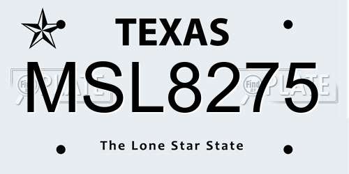 MSL8275 Texas License Plate