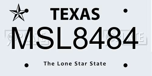 MSL8484 Texas License Plate