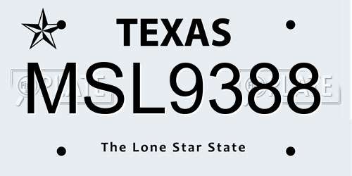 MSL9388 Texas License Plate
