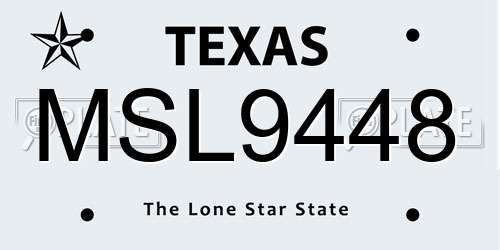 MSL9448 Texas License Plate