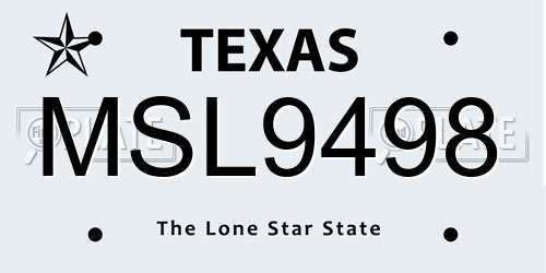 MSL9498 Texas License Plate