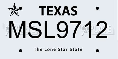 MSL9712 Texas License Plate