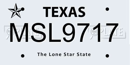 MSL9717 Texas License Plate