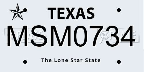 MSM0734 Texas License Plate