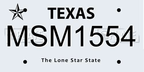 MSM1554 Texas License Plate