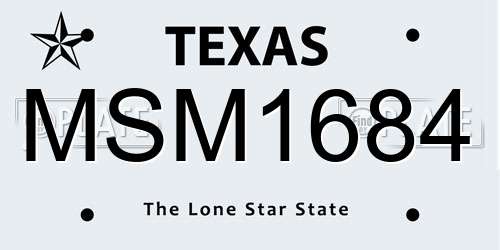 MSM1684 Texas License Plate