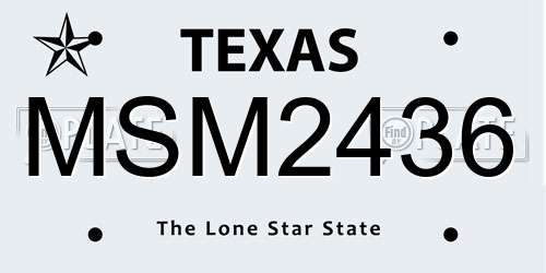 MSM2436 Texas License Plate