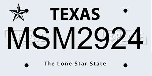 MSM2924 Texas License Plate