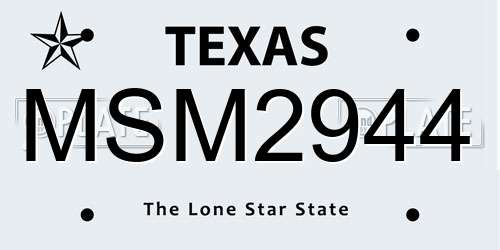 MSM2944 Texas License Plate