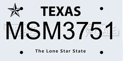 MSM3751 Texas License Plate