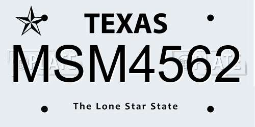 MSM4562 Texas License Plate