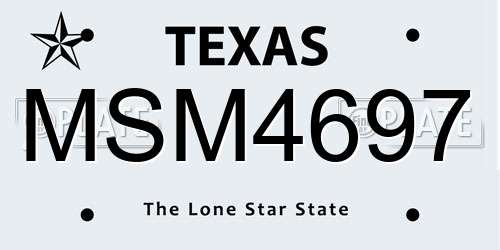 MSM4697 Texas License Plate