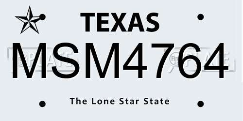 MSM4764 Texas License Plate