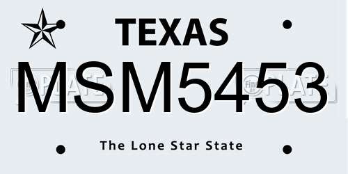 MSM5453 Texas License Plate