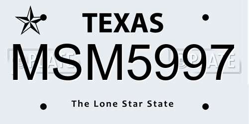 MSM5997 Texas License Plate