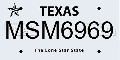 MSM6969 Texas License Plate