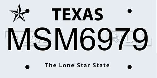 MSM6979 Texas License Plate
