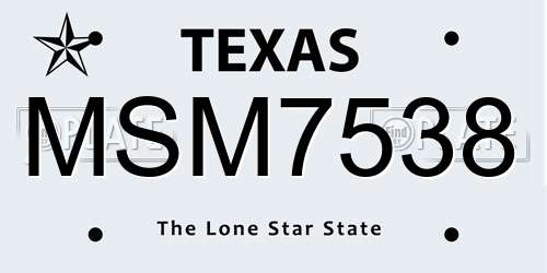 MSM7538 Texas License Plate