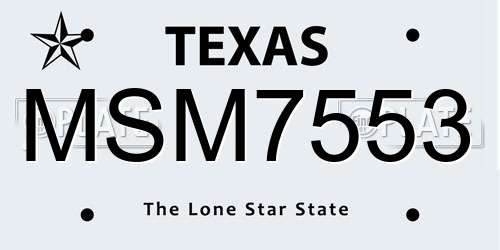 MSM7553 Texas License Plate