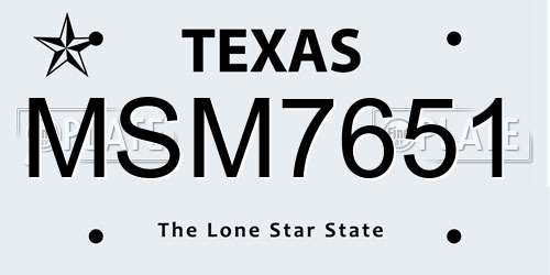 MSM7651 Texas License Plate
