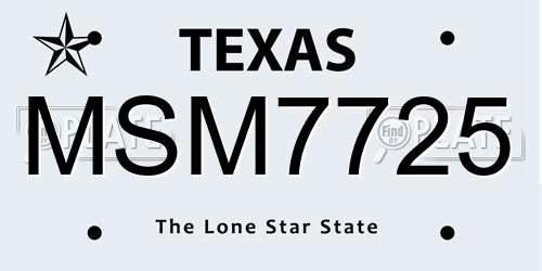 MSM7725 Texas License Plate