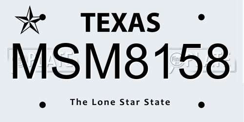 MSM8158 Texas License Plate