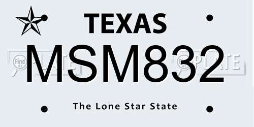 MSM832 Texas License Plate
