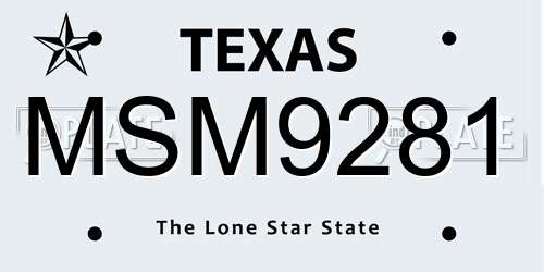 MSM9281 Texas License Plate