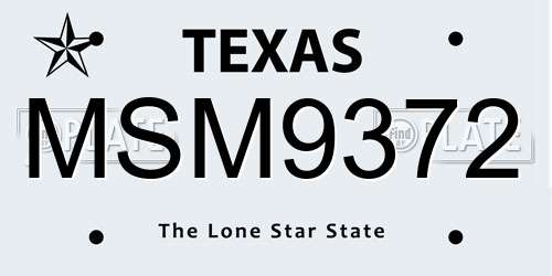MSM9372 Texas License Plate