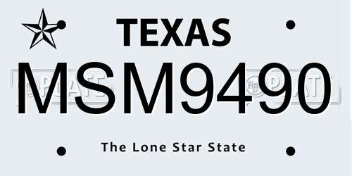 MSM9490 Texas License Plate