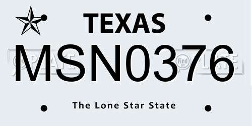 MSN0376 Texas License Plate