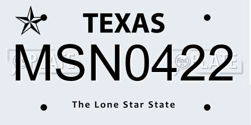 MSN0422 Texas License Plate