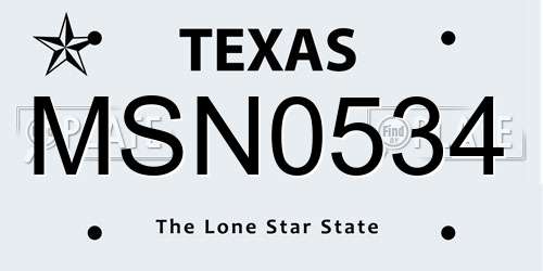 MSN0534 Texas License Plate