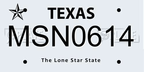 MSN0614 Texas License Plate
