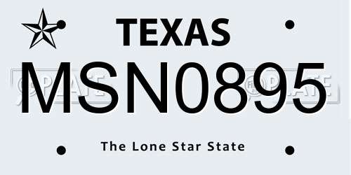 MSN0895 Texas License Plate