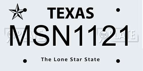 MSN1121 Texas License Plate
