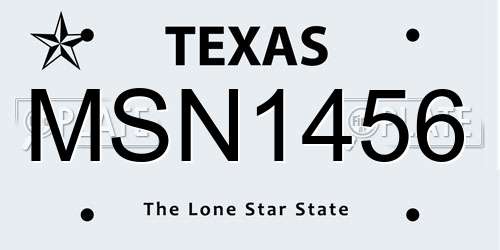 MSN1456 Texas License Plate