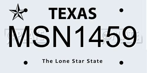 MSN1459 Texas License Plate