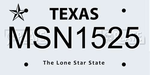 MSN1525 Texas License Plate
