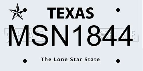 MSN1844 Texas License Plate