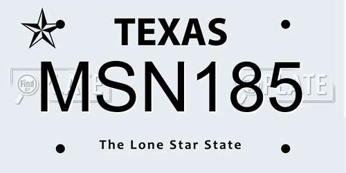 MSN185 Texas License Plate