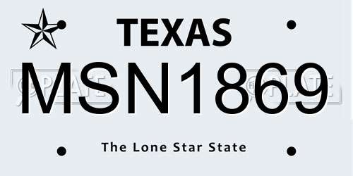 MSN1869 Texas License Plate