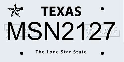 MSN2127 Texas License Plate