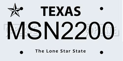 MSN2200 Texas License Plate