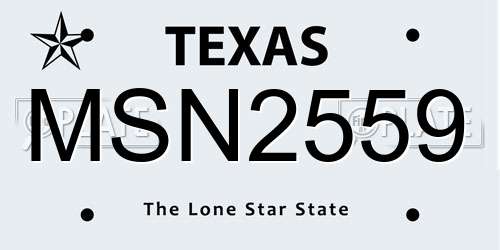 MSN2559 Texas License Plate