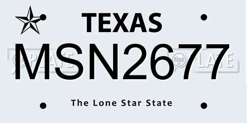 MSN2677 Texas License Plate